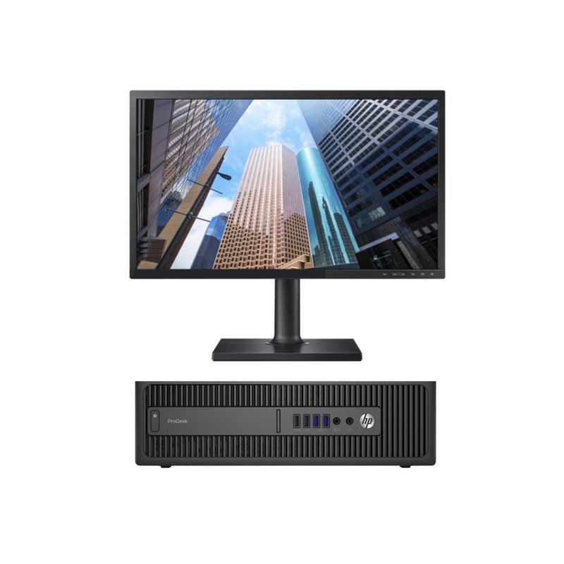 Load image into Gallery viewer, HP ProDesk 600 G2, SFF Desktop Bundled with 22" Monitor, Intel Core i5-6500, 3.2GHz, 8GB RAM, 256GB, SSD, Windows 10 Pro - Grade A Refurbished