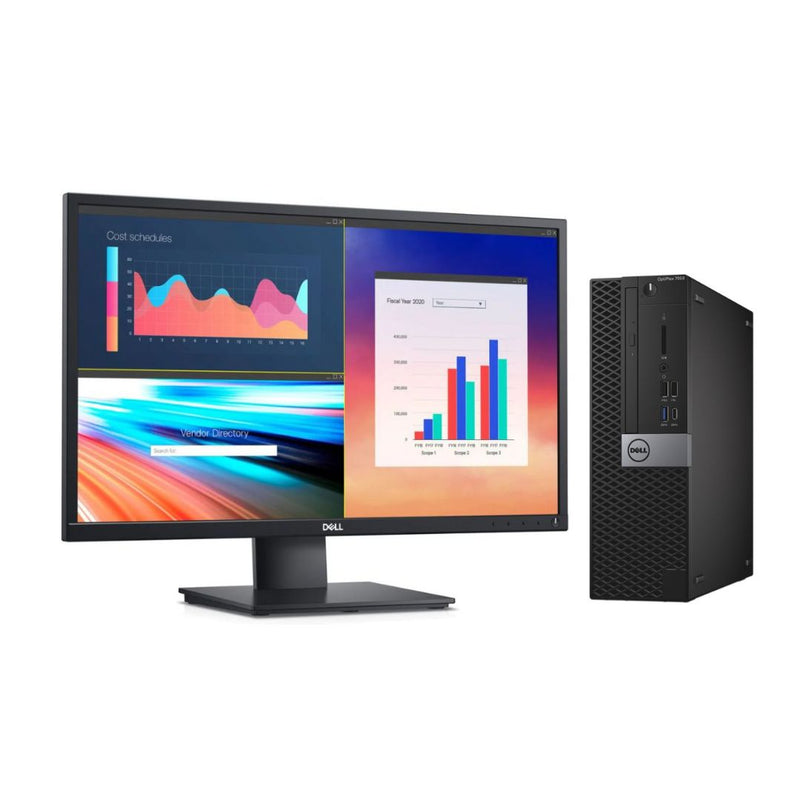 Load image into Gallery viewer, Dell OptiPlex 7050, SFF Desktop Bundled with 24" Monitor, Intel Core i7-6700, 3.4GHz ,16GB RAM, 256GB SSD, Windows 10 Pro - Grade A Refurbished