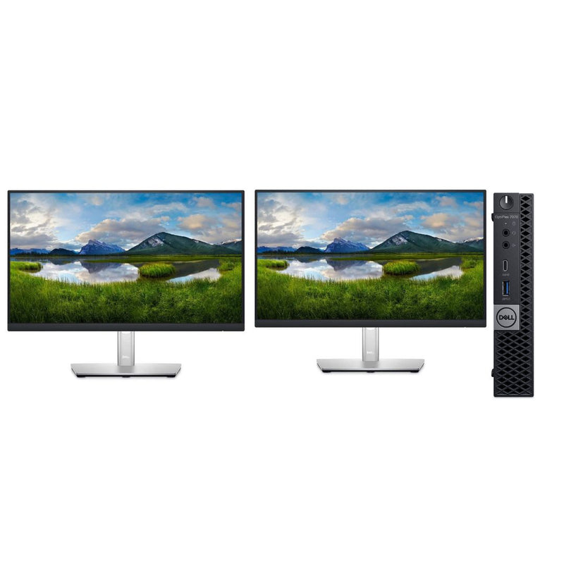 Load image into Gallery viewer, Dell OptiPlex 7070, Micro Desktop Bundled with Dual Monitor 2 x 22", Intel Core i7-9700T, 2.0GHz, 16GB RAM, 256GB SSD, Windows 10 Pro - Grade A Refurbished