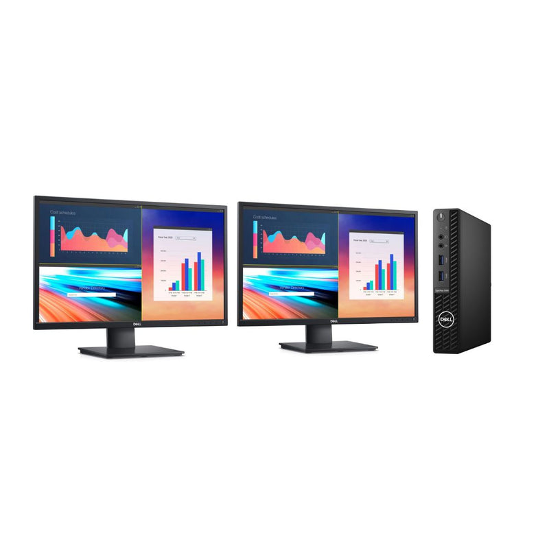 Load image into Gallery viewer, Dell OptiPlex 3080, Micro Desktop Bundled with 2 x 24" Dell Monitors, Intel Core i5-10500T, 2.3GHz, 16GB RAM, 256GB SSD, Windows 11 Pro, Grade A Refurbished - EE