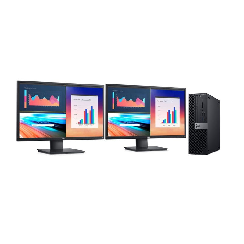 Load image into Gallery viewer, Dell OptiPlex 5070, SFF Desktop Bundled with 2 x 24" Dell Monitors, Intel Core i7-9700, 3.0GHz, 32GB RAM, 1TB SSD, Windows 11 Pro, Grade A Refurbished - EE