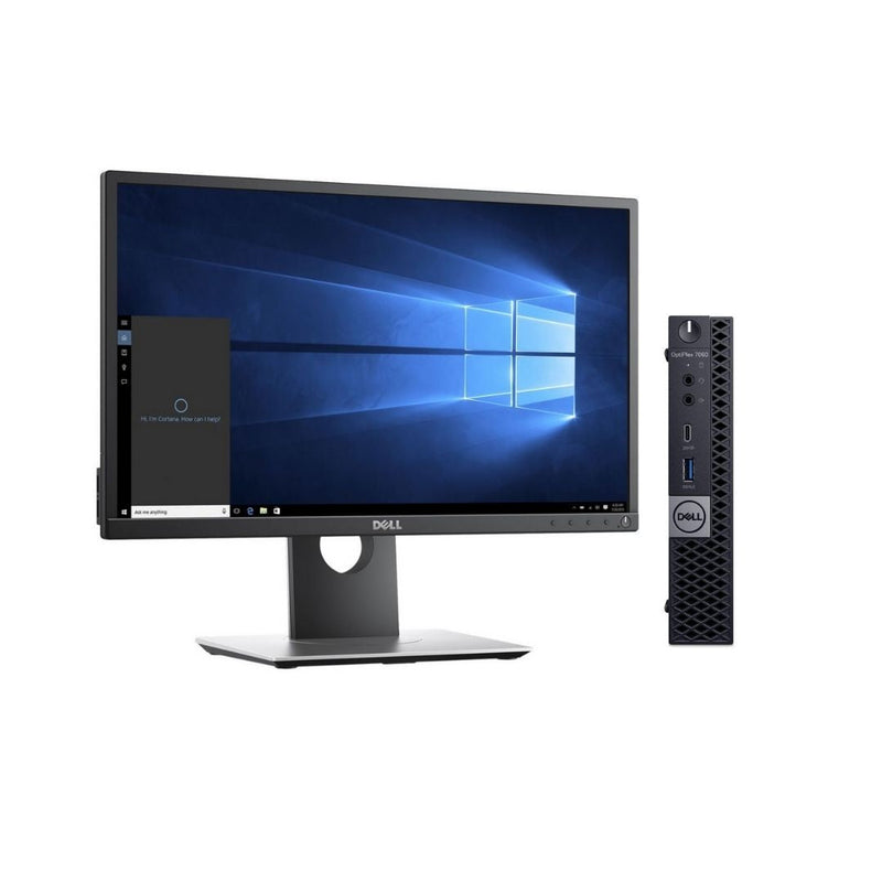 Load image into Gallery viewer, Dell OptiPlex 7060, Micro Desktop Bundled with 24&quot; Brand New Monitor, Intel Core i5-8500T, 2.10GHz, 16GB RAM, 256GB SSD, Windows 11 Pro, Grade A Refurbished - EE
