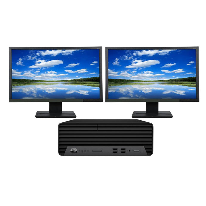 HP ProDesk 400 G7, SFF Desktop Bundled with Dual Monitor 2 x 24