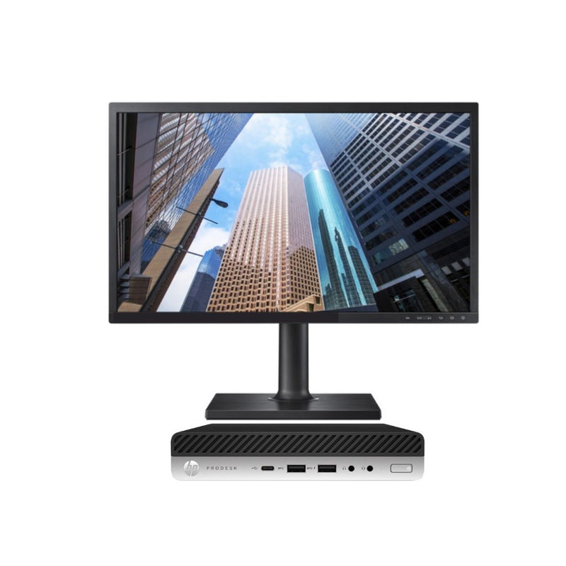 Load image into Gallery viewer, HP ProDesk 600G4, Mini Desktop Bundled with 22&quot; Monitor, Intel Core i5-8500T, 2.10GHz, 16GB RAM, 256GB SSD, Windows 11 Pro - Grade A Refurbished-EE
