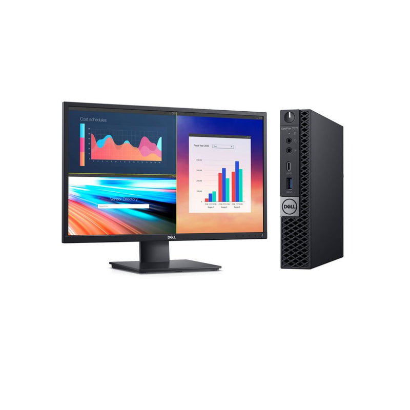 Load image into Gallery viewer, Dell OptiPlex 7070, Micro Desktop Bundled with 24&quot; LCD Monitor, Intel Core i5-9500T, 3.0GHz, 16GB RAM, 256GB SSD, Windows 10 Pro - Grade A Refurbished 
