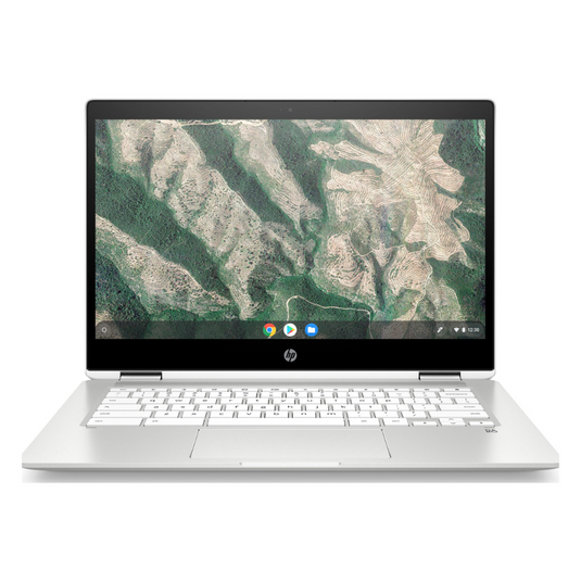 HP Chromebook x360 14B-CA0010 2 en 1 Celeron® N4000 32 GB eMMC 4 GB PANTALLA TÁCTIL de 14" (1366 x 768) Chrome OS Cámara web BLANCO CERÁMICO / PLATA MINERAL 7NV95UA