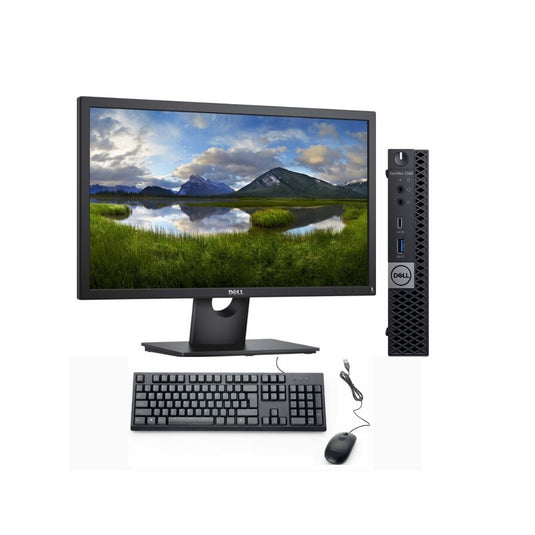 Dell OptiPlex 7060, micro computadora de escritorio incluida con monitor E2318H de 23", Intel Core i5-8500T, 2,10 GHz, 16 GB de RAM, 256 GB SSD, Windows 10 Pro - Grado A reacondicionado