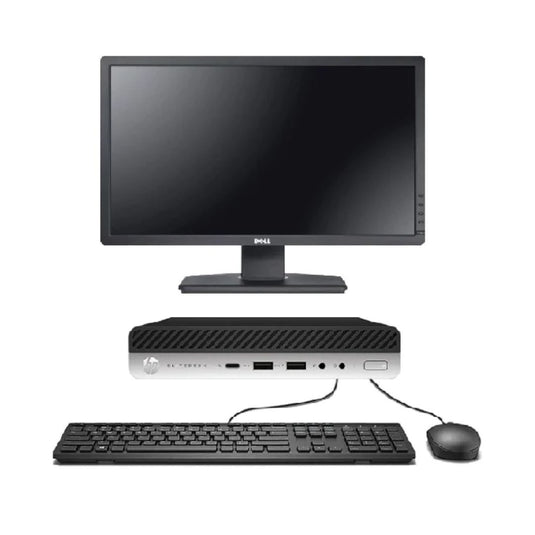 HP EliteDesk 800G4, Mini Desktop Bundled with 24" Monitor, Intel Core i5-8500T, 2.10 GHz, 32GB RAM, 1TB NVMe, Windows 11 Pro- Grade A Refurbished