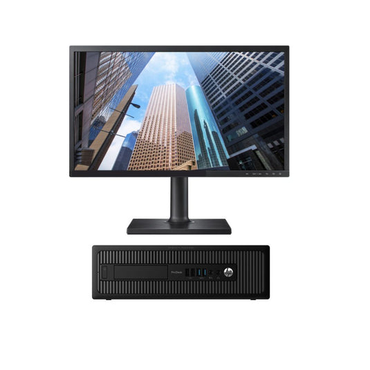 HP ProDesk 600 G1, SFF Desktop Bundled with 22" Monitor, Intel Core i5-4570, 3.2GHz, 16GB RAM, 256GB SSD, DVD, Windows 10 Pro - Grade A Refurbished